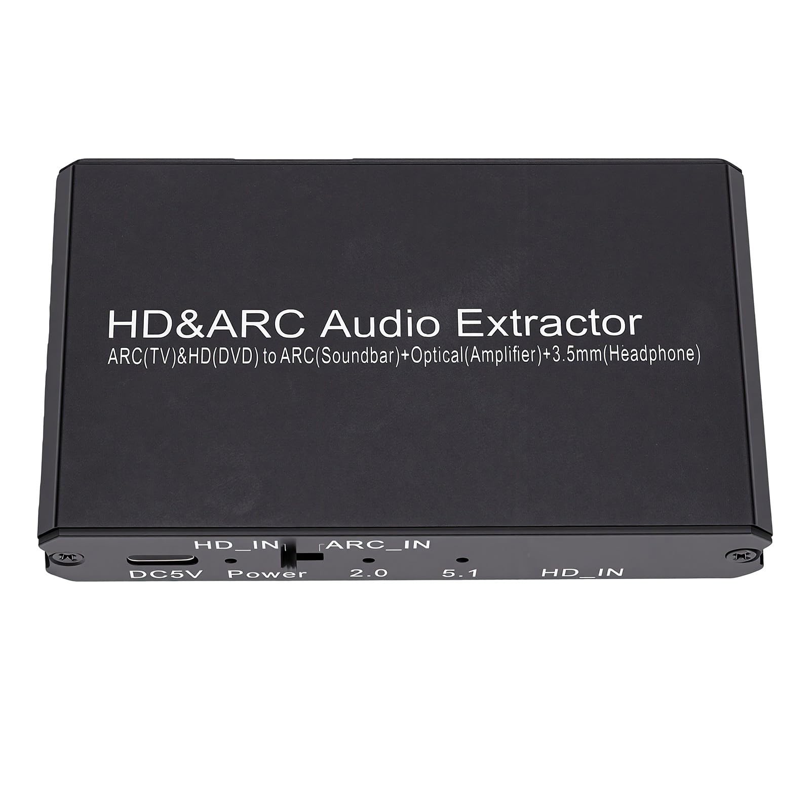 Sxhlseller Extractor de Audio 4K 60Hz HDMI ARC con óptico y 3,5 Mm para TV | Muestreo de 192 kHz, carcasa de aleación de aluminio, alimentación tipo C, control remoto de volumen del televisor, modo de