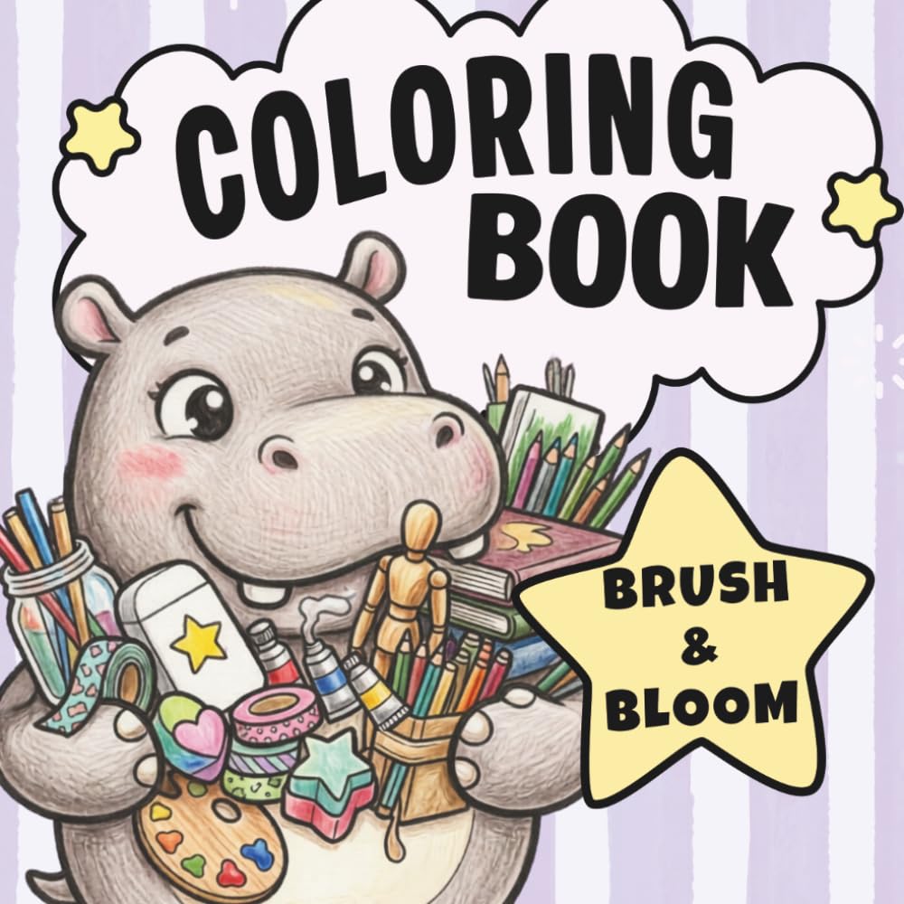 Brush & Bloom: A Cute Animal Artist Coloring Book for All Ages