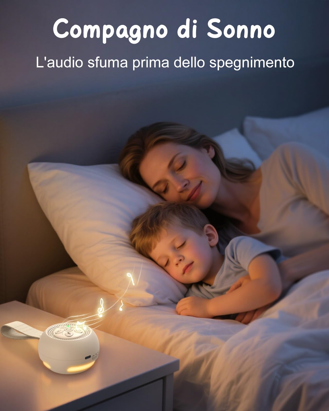 Babacom Macchina Rumori Bianchi per Neonato e Adulti con Registrazione Vocale, 15 Suoni Rilassanti e Luci Notturne, Rumore Bianco Ricaricabile USB-C con Memoria e 3 Timer Sonno per Dormire, Asili Nido