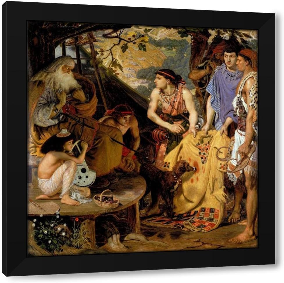 Ford Madox Brown 20x21 Black Modern Framed Art Print Titled: The Coat of Many Colours