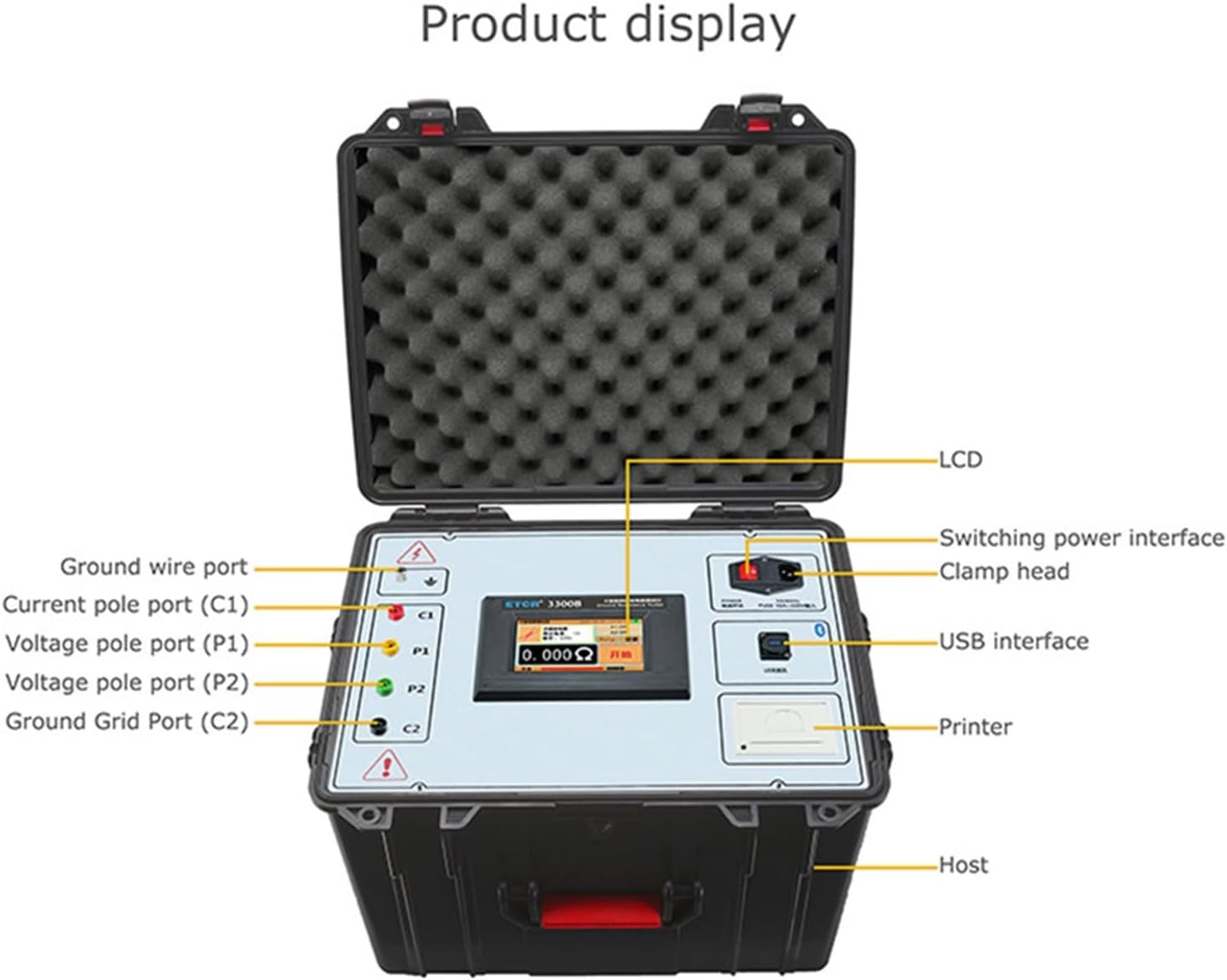 Insulation Resistance Tester, ETCR3300B Touch Colorful Screen Large-Scale Digital Grounding Grid Earth Ground Resistance Tester Step Voltge Tester