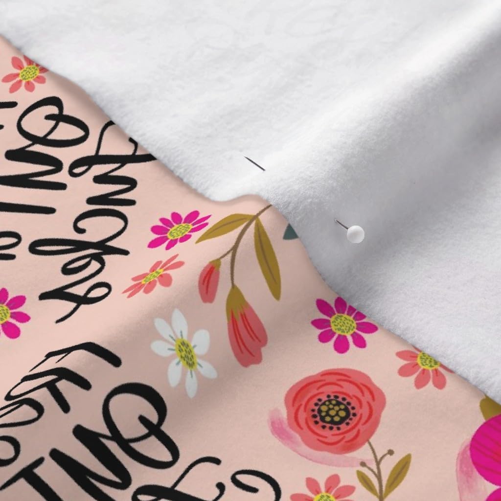 Spoonflower Fabric - Pretty Fresh Out Pink Flowers Floral Girly Pretty Rose Daisy Swear Printed on Polartec(R) Fleece Fabric by The Yard - Sewing Blankets Loungewear and No-Sew Projects
