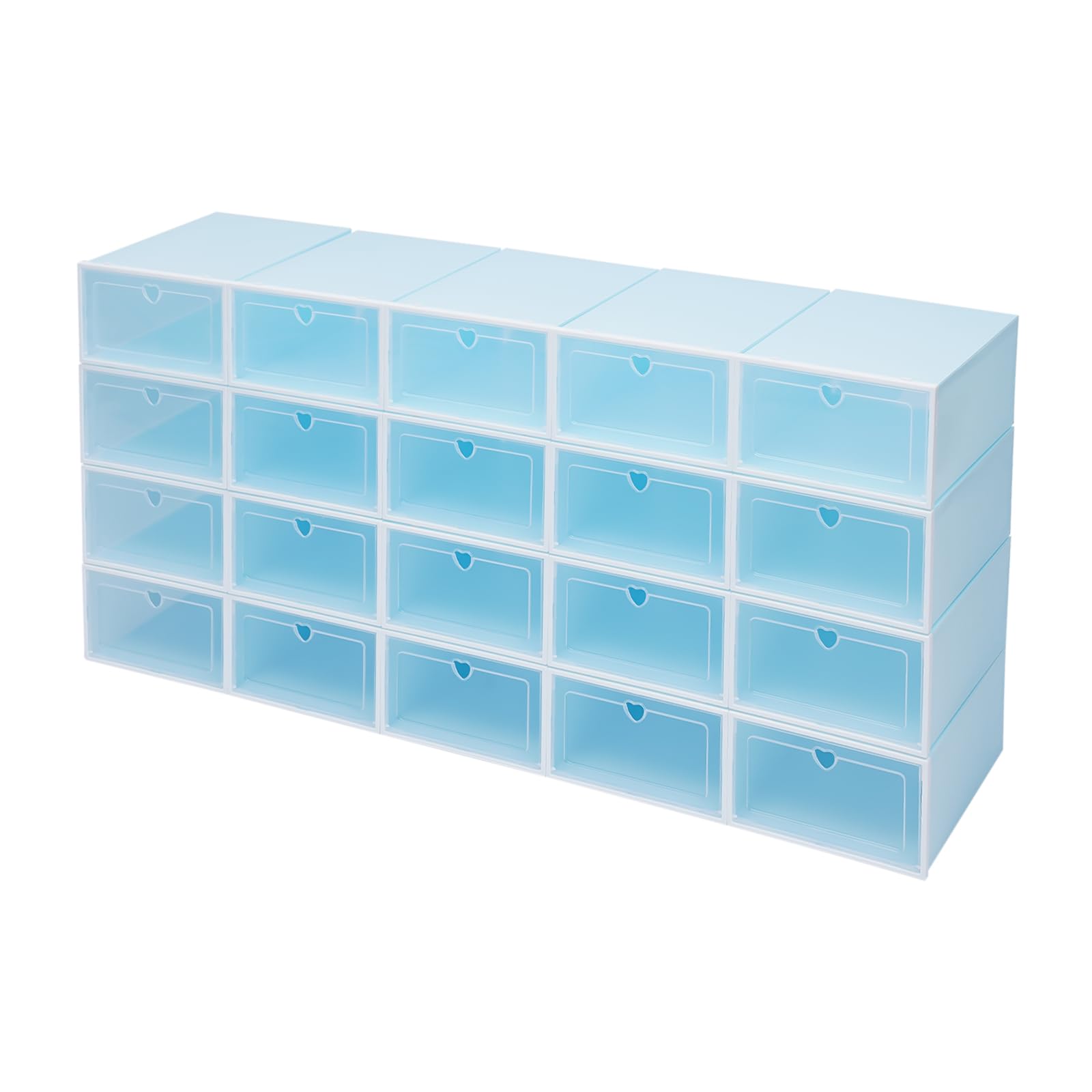 20 scatole per scarpe, 33 x 23 x 14 cm, trasparente, impilabili, in plastica, per uomini e donne (blu)