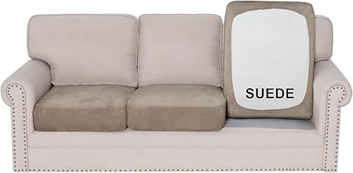 Miniatura 14 de H.VERSAILTEX Fundas de cojín individuales elásticas para sofá, fundas de cojín de gamuza suave, funda lavable para sofá modular (funda de sofá de 3