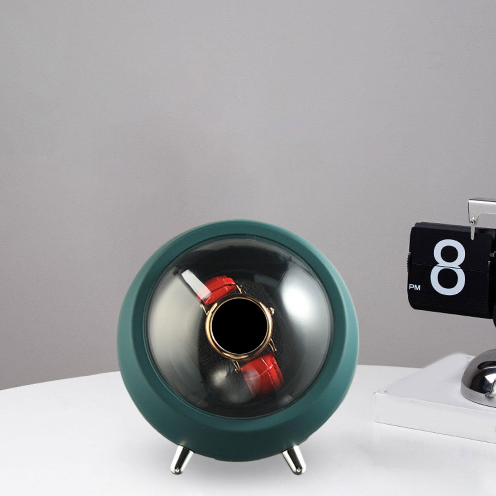 Caja de exhibición automática de relojes de cuerda automática, 2 modos de engranajes, soporte de almacenamiento, caja de reloj de 5.9 x 5.5 pulgadas para mesa de hotel, dormitorio, color verde