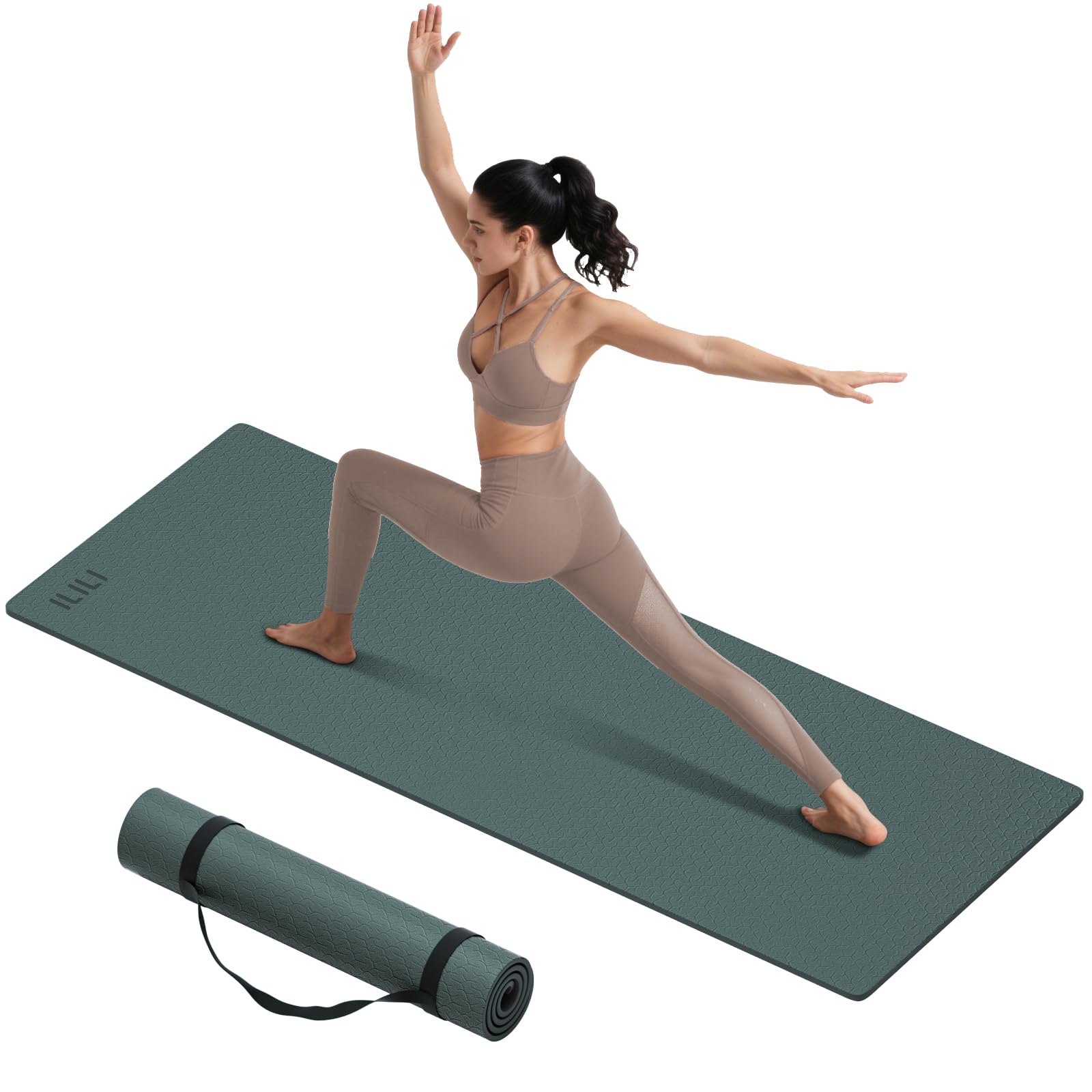 ILILI Yoga Mat 10mm Extra Thick and 193cm Extra Long 76x28 0 4 Inch Double Color Non-Slip TPE