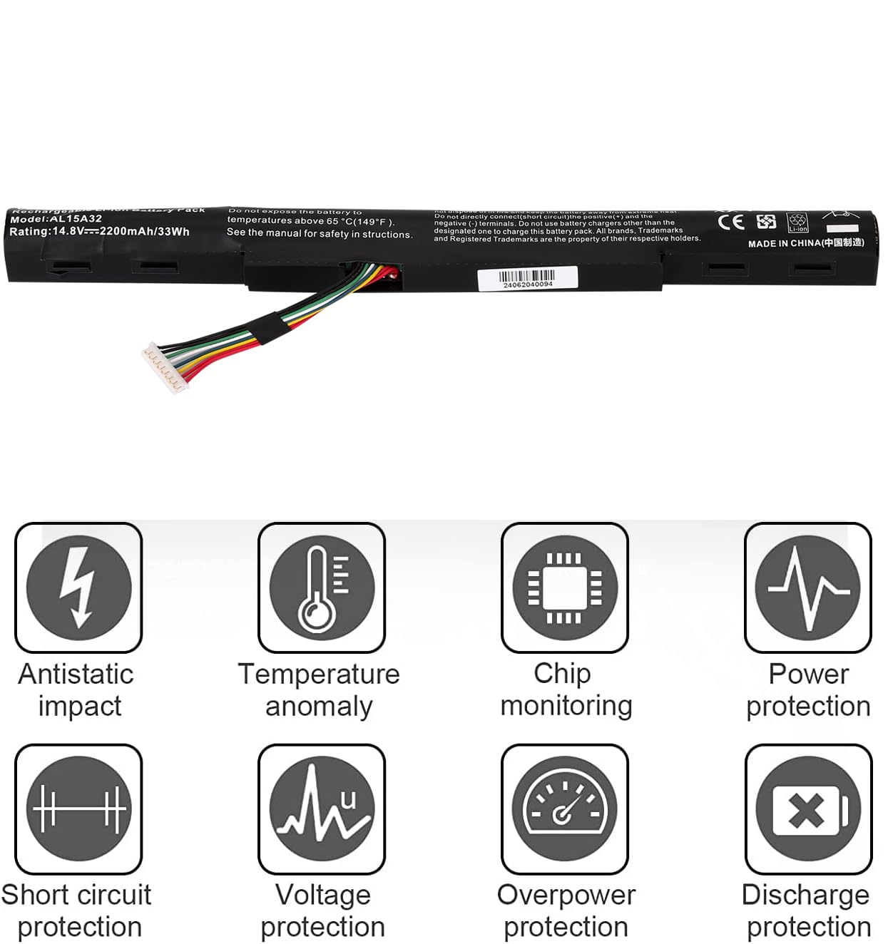 AL15A32 Batería portátil para Acer Aspire E5-473G E5-573 E5-573G E5-573TG E5-574 E5-574G E5-722 E5-722G V3-574 V3-574G V3-575 V3-575G TravelMate P277 P277-M P277-MG P278 P278-M P278-MG Battery
