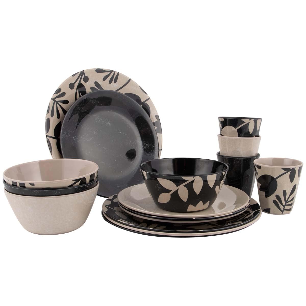 Bo-Camp Mix & Match Geschirrset 16-teilig – Geschirr Mix & Match 16-teilige Kollektion