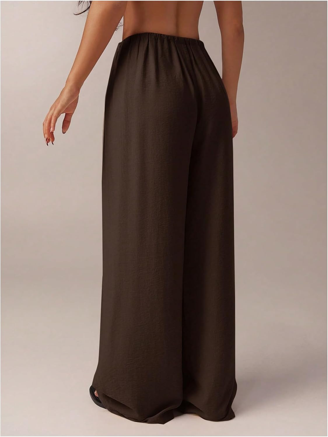 SHENHE Women's Wide Leg Long Palazzo Pants Casual Drawstring Elastic Waist Loose Trousers - Image 2