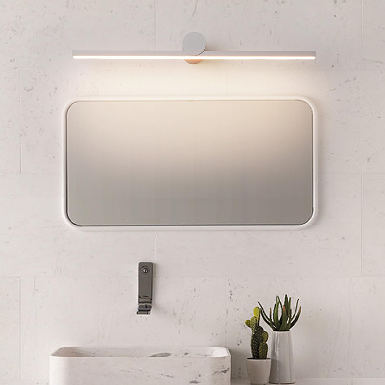 LED Spiegelleuchte Wandlampe Indoor Wandleuchte Bad Spiegel Wasserdicht Wandbeleuchtung Lange Wandleuchten Aluminium für Schminklicht Spiegellampen Badezimmer (Weiß-Weißes Licht,80cm)