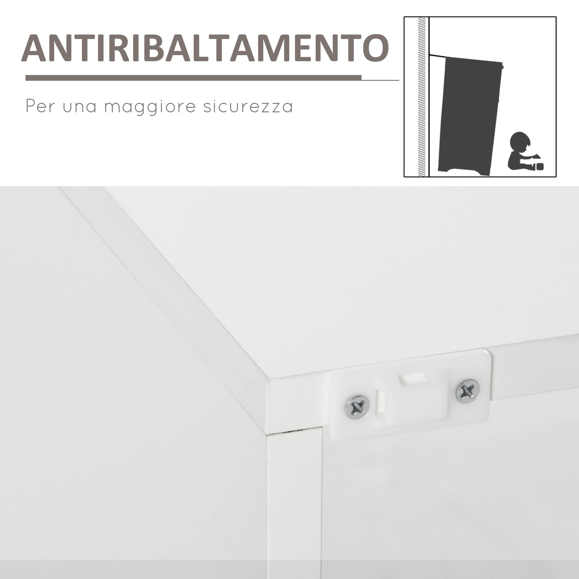 HOMCOM Credenza Moderna con Luci LED Finitura Lucida 97x35x83cm Bianco | a Anta, Mensole in Vetro, Mobile Multiuso in Legno