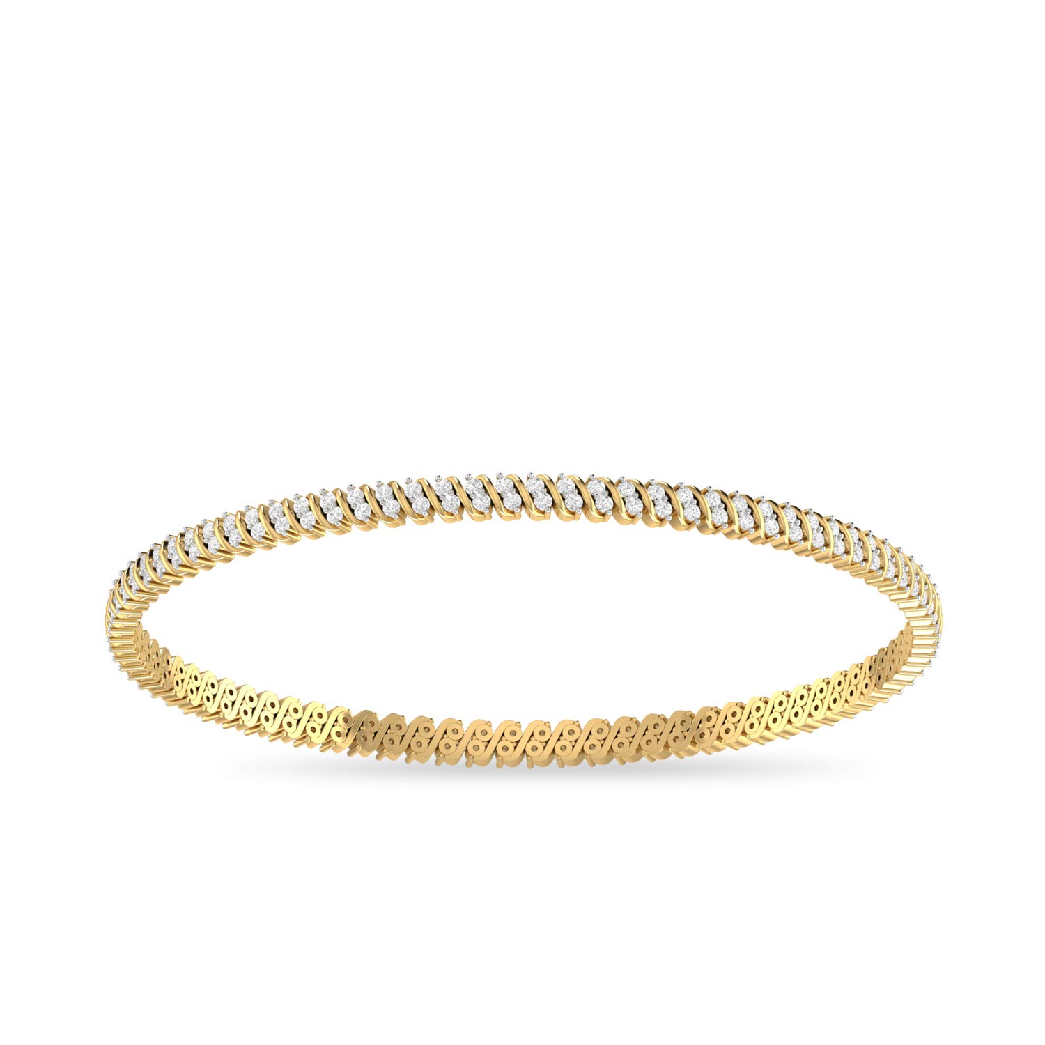14k (585) Yellow Gold and Solitaire Bangle for Women