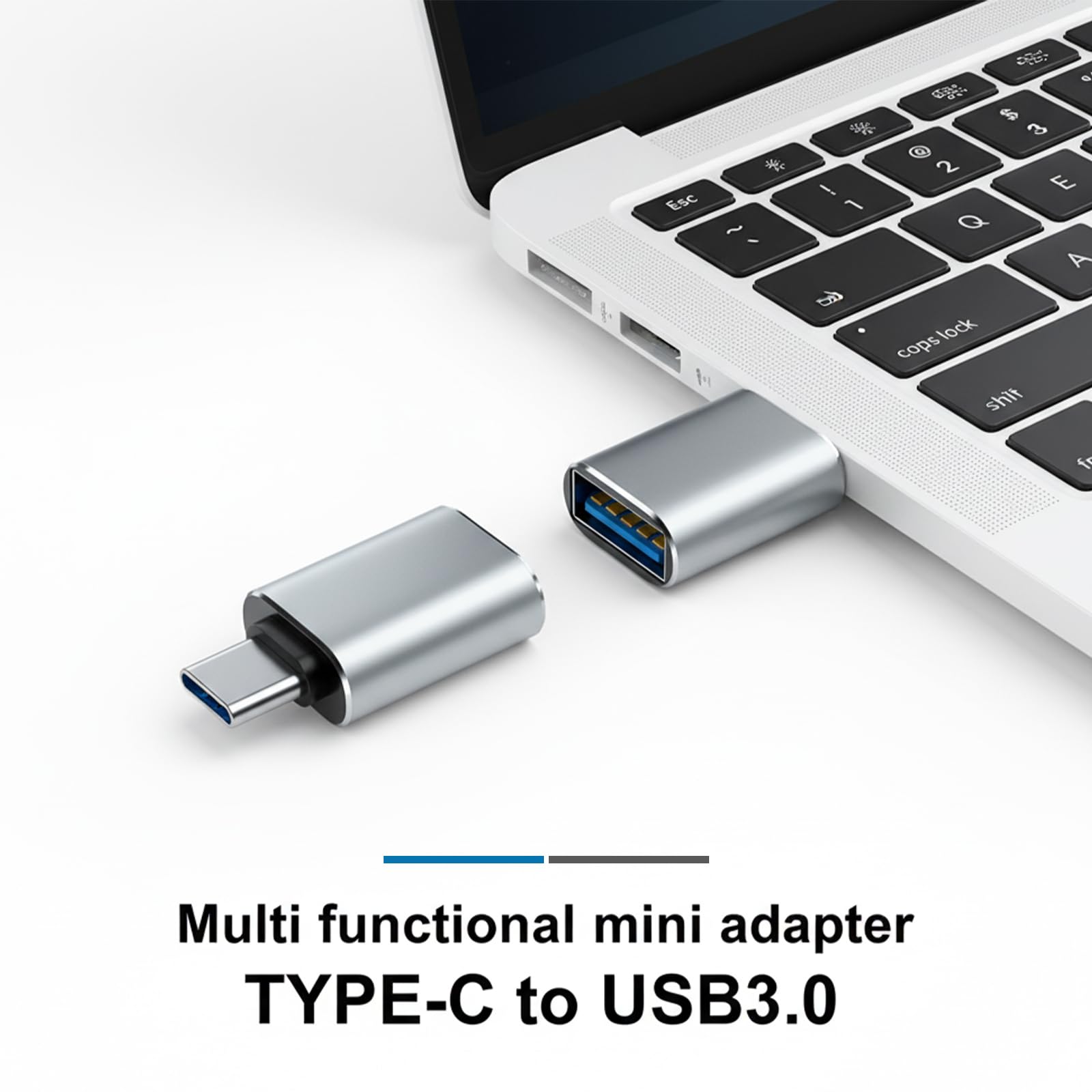 TreeTribe 2 Pack USB C to USB Adapter, Aluminum OTG Converter USB-C to USB Female Adaptor Compatible with MacBook Pro,Galaxy Type-C Smartphone and Tablet (Gray) — view 5