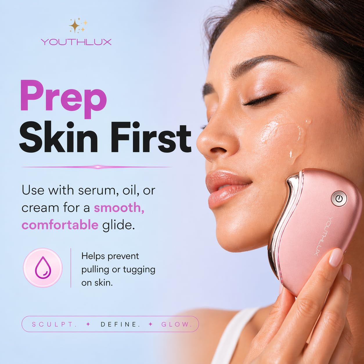 YouthLab ProSculpt Gua Sha Outil ultime de grattage/sculpture/raffermissement du visage, chaleur / vibration électrique, anti-âge/rides, gonflement des yeux, soulagement de la tension, acupression,