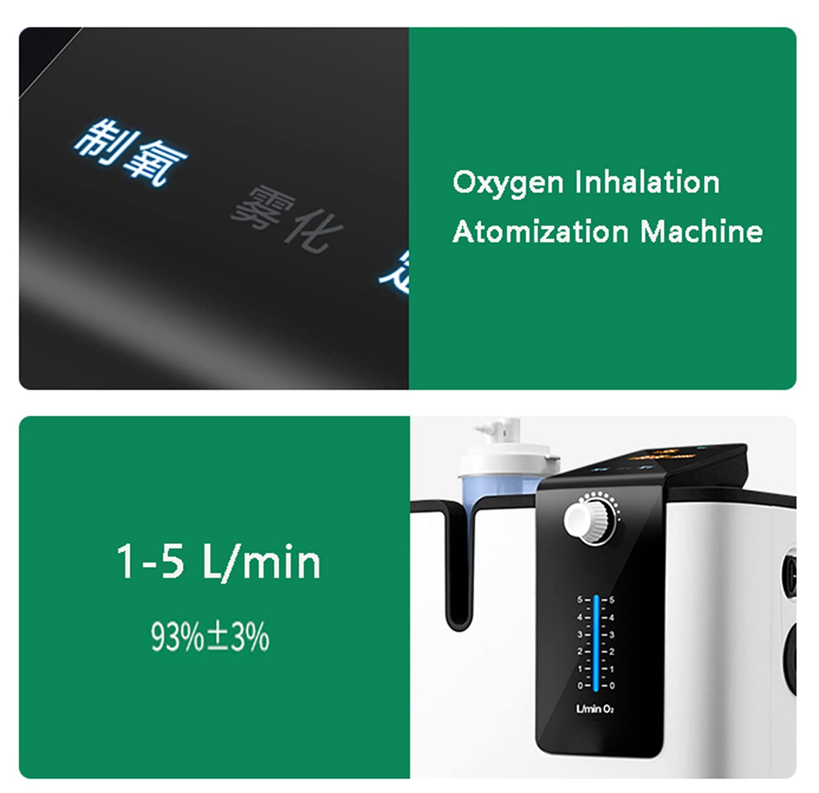 Portatile Concentratore di Ossigeno, Regolabile da 1-5 L/min.
