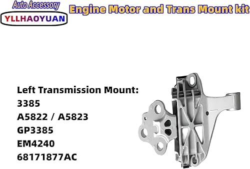 Miniatura 4 de Kit de montaje de motor de motor 3 piezas para Dodge Dart 2013 2014 2015 2016 2.0L 2.4L A5674 A5690 A5822 A5823 3364 3338 3385 68081488AH 68081499