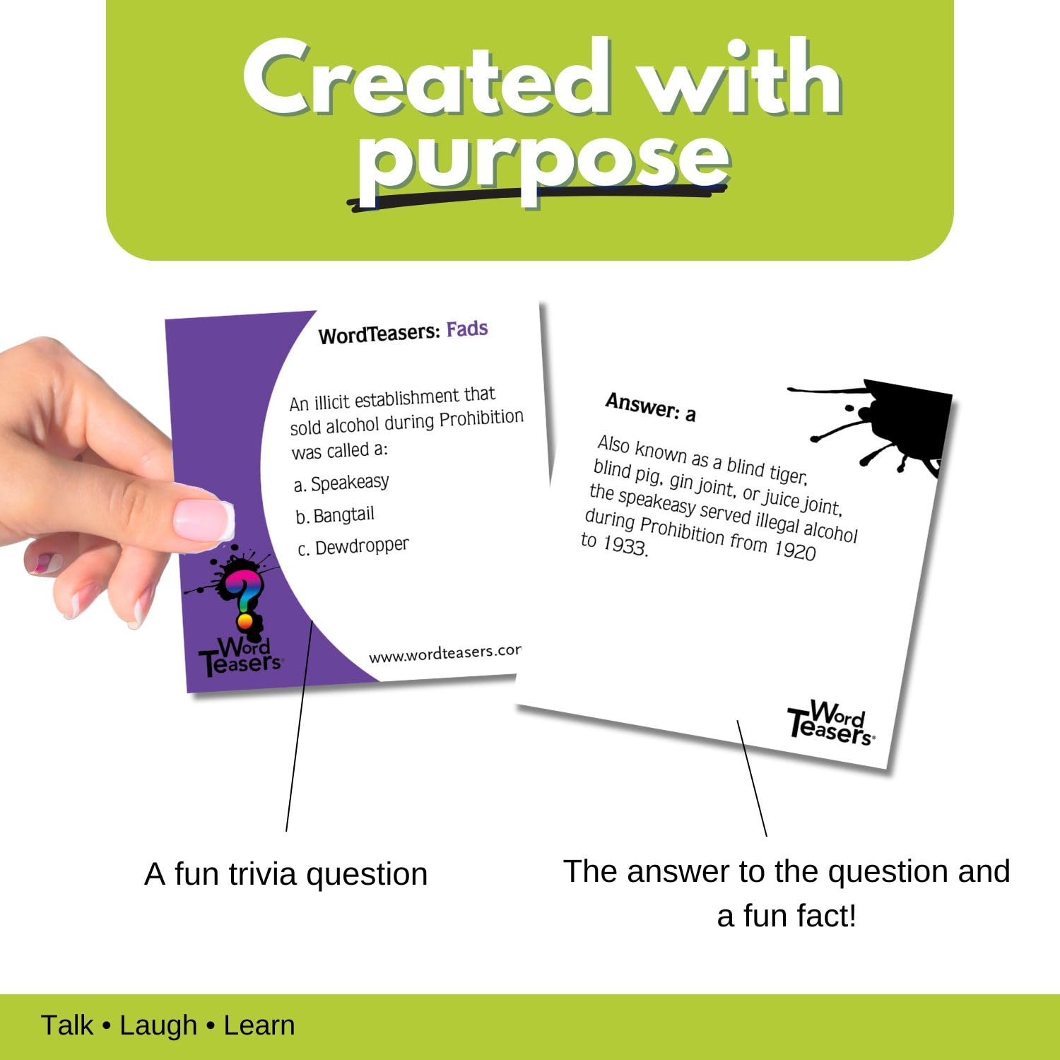 ? WORD TEASERS Fads Trivia Card Game for Kids & Adults - Fun Quiz for Family Game Night - 150 Question Cards & Conversation Starters - Image 2