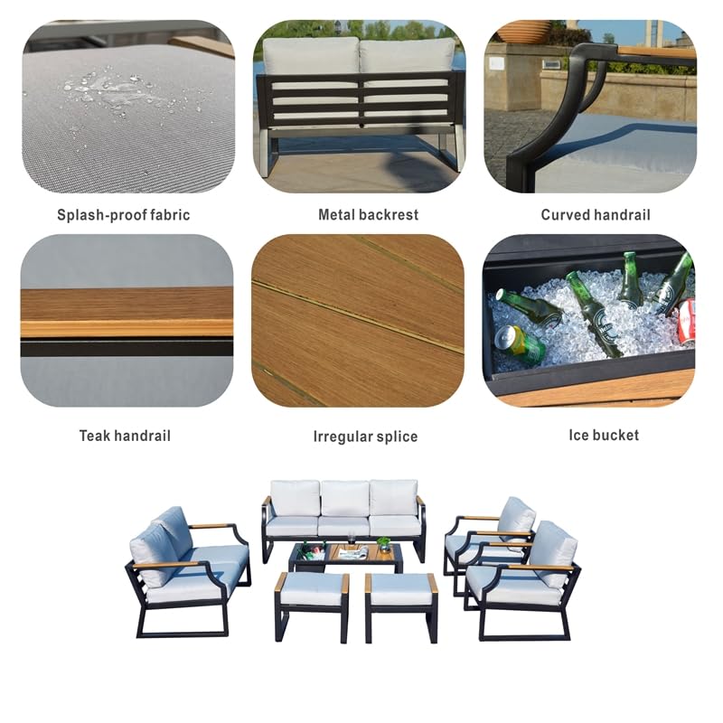 Direct Wicker 2 Piece Iron & Fabric Ottomans with Cushion in Black