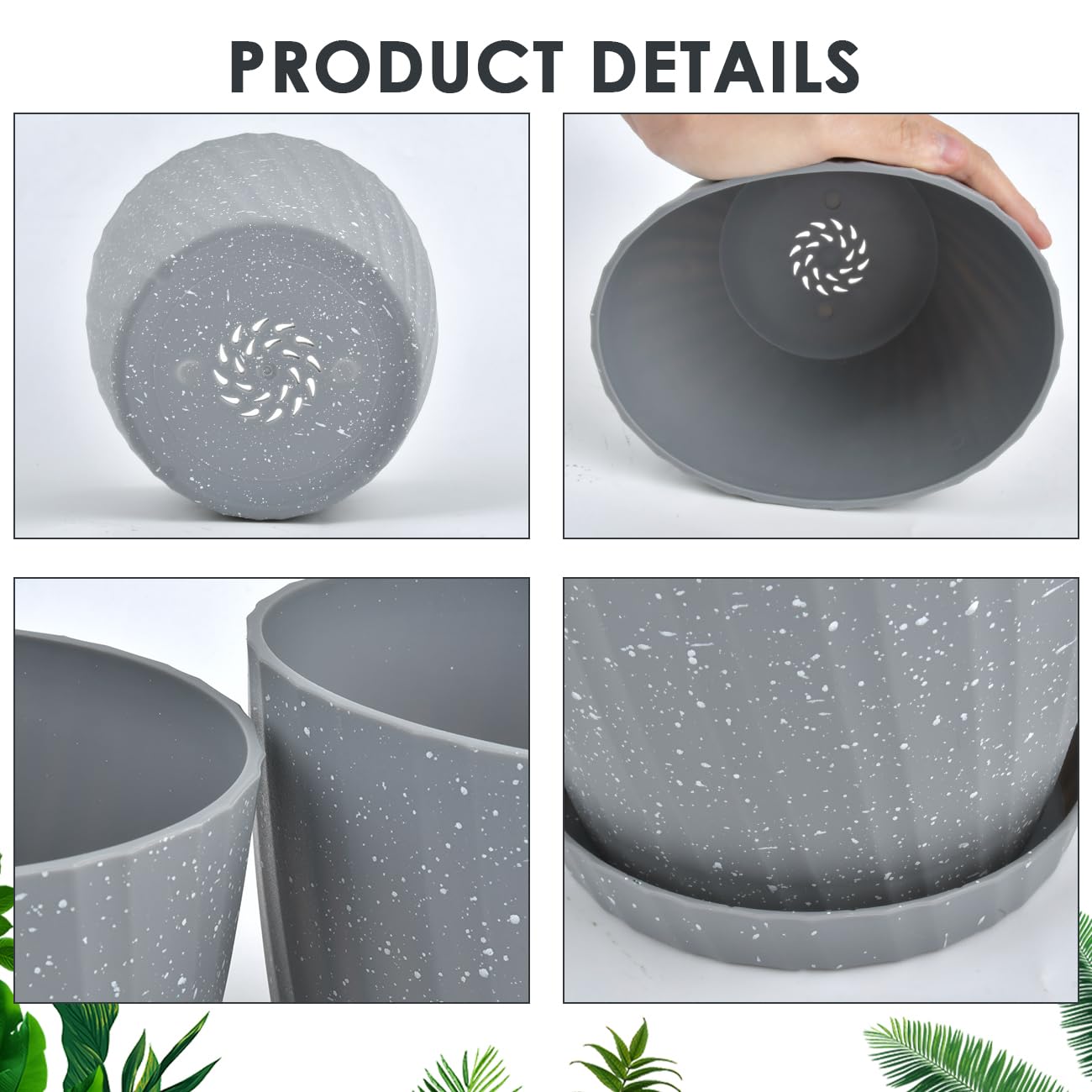 Plant Pots Indoor 7PCS Plastic Plant Pots Plastic Flower Pots Outdoor Self Watering Indoor Plant Pot with Drainage Holes and Tray - Image 3