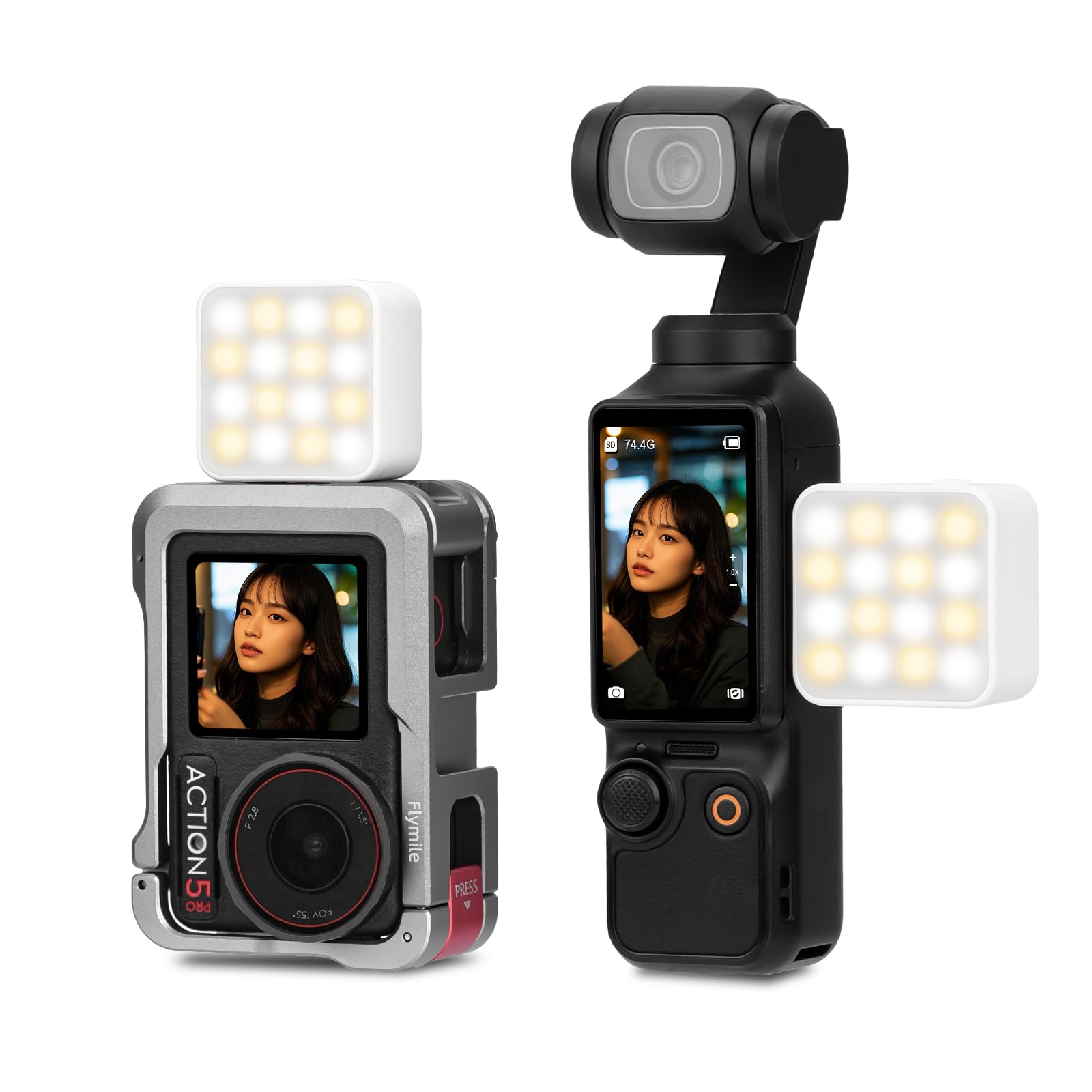 Flymile Pocket 3 Magnetic Fill Light Accessories, 6500K Adjustable Video Light for Xtra Muse with Quick-Release Cold Shoe Base, Compatible with DJI