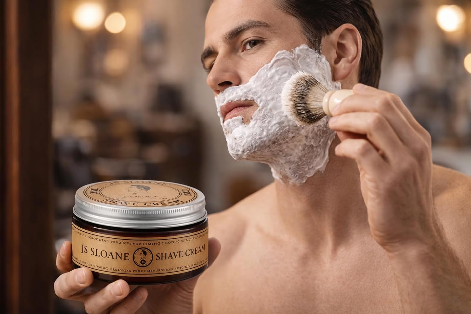 JS Sloane Shave Cream for Men – Rich Lather for Close & Comfortable Shave – Helps Prevent Razor Burn & Bumps – Ideal for Safety & Straight Razor – Premium Men’s Grooming Cream (8 oz)