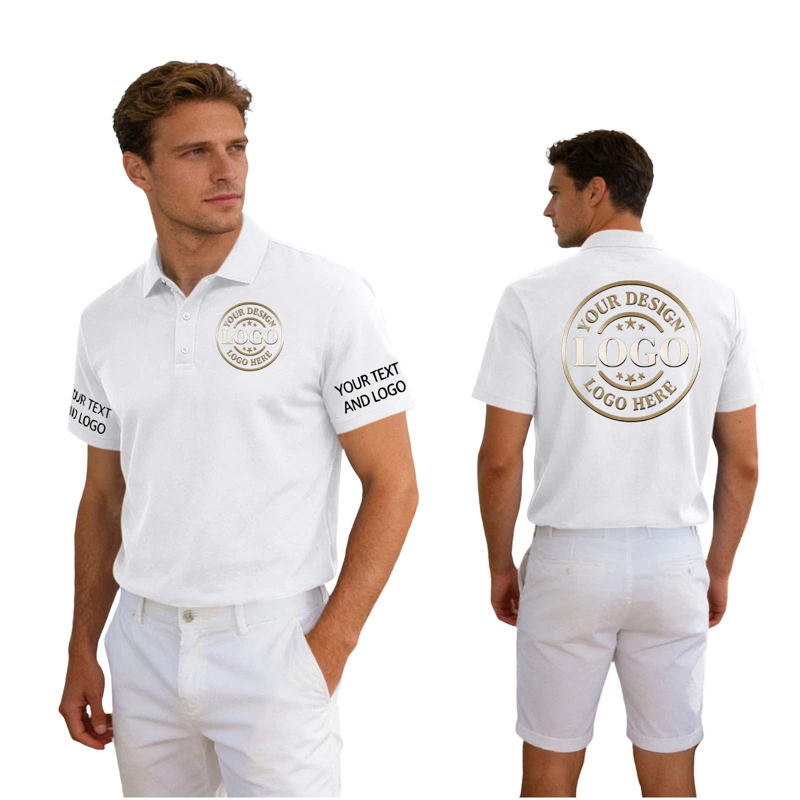 Polo Personnalisable Homme Recto/Verso avec Votre Propre Photo Texte - Tee Shirt Personnalisable Polo Homme Manches Courtes T Shirt Personnalisé Polos Été Vêtements De Bricolage Chemise De Travail - 2