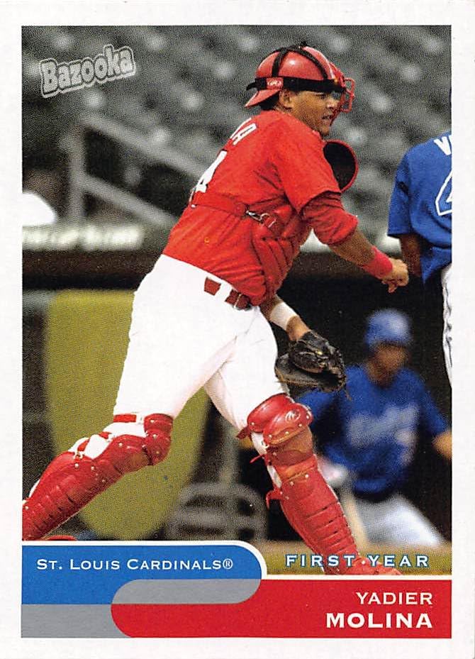 2004 Topps Bazooka Minis #275B Fielding Yadier Molina RC Rookie Card St. Louis Cardinals Official Baseball Card in Raw (NM or Better) Condition
