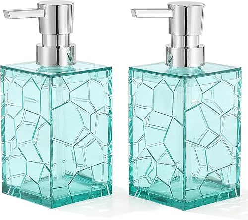 Miniatura 10 de Paquete de 2 dispensadores de jabón transparentes Saga Green a prueba de óxido para baño, dispensador de loción de jabón de manos de plástico