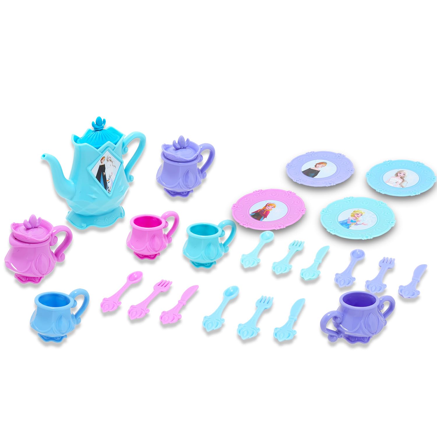 Disney Frozen Tea Set - 26 Pc Bundle with Frozen Tea Party Decorations, Cups, Tea Pot, Featuring Anna and Elsa Plus Frozen Stickers, More | Frozen Tea Set Party Supplies