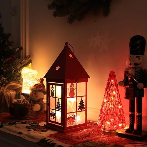 Miniatura 6 de NEEDOMO Decoraciones navideñas para el hogar, farol de Navidad decorativo de 15 pulgadas, decoración para interiores y exteriores, portavelas