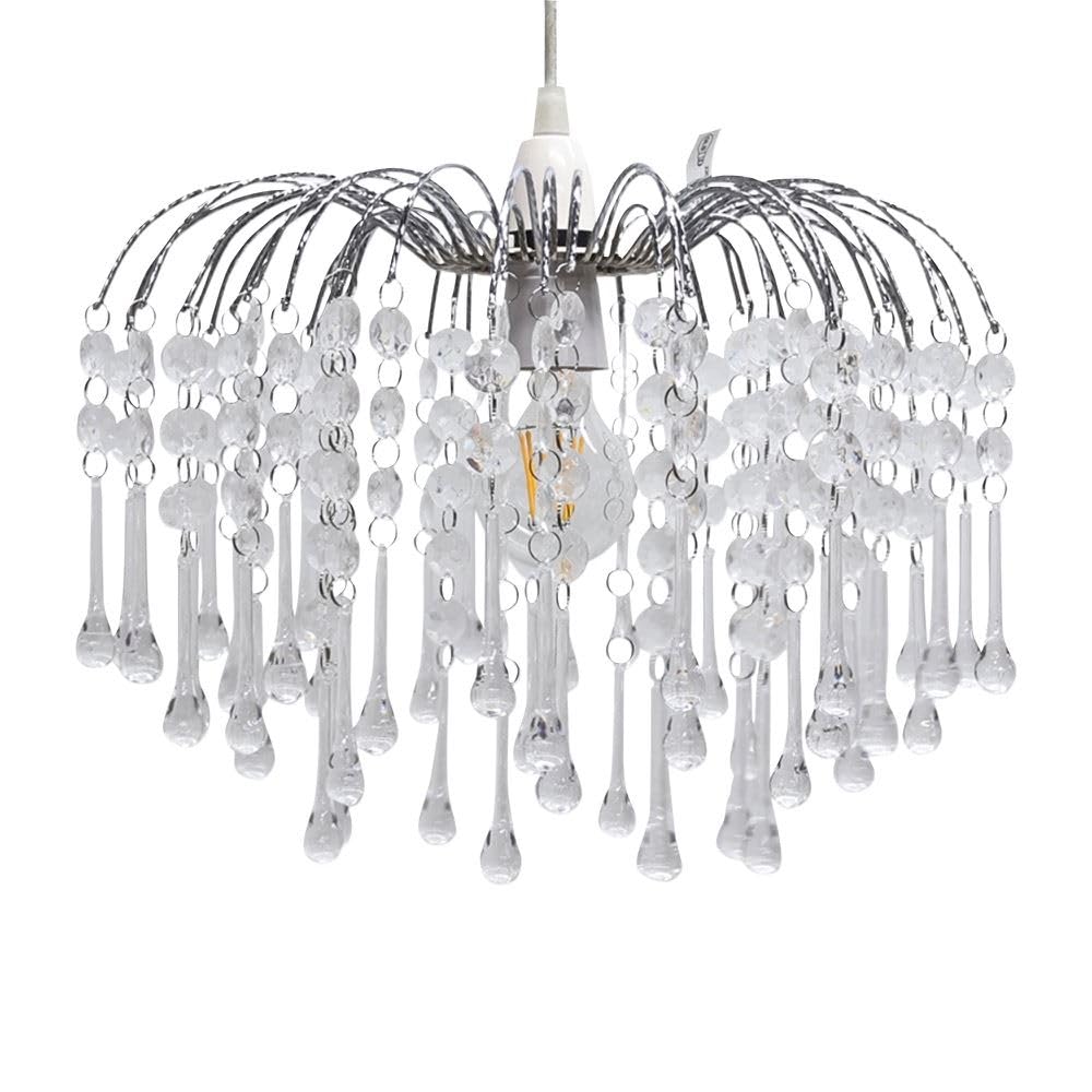 firstchoicelighting Cascading Jewelled Pendant Shade, Easy Fit Lightshade, Diameter 330cm, Height 260cm