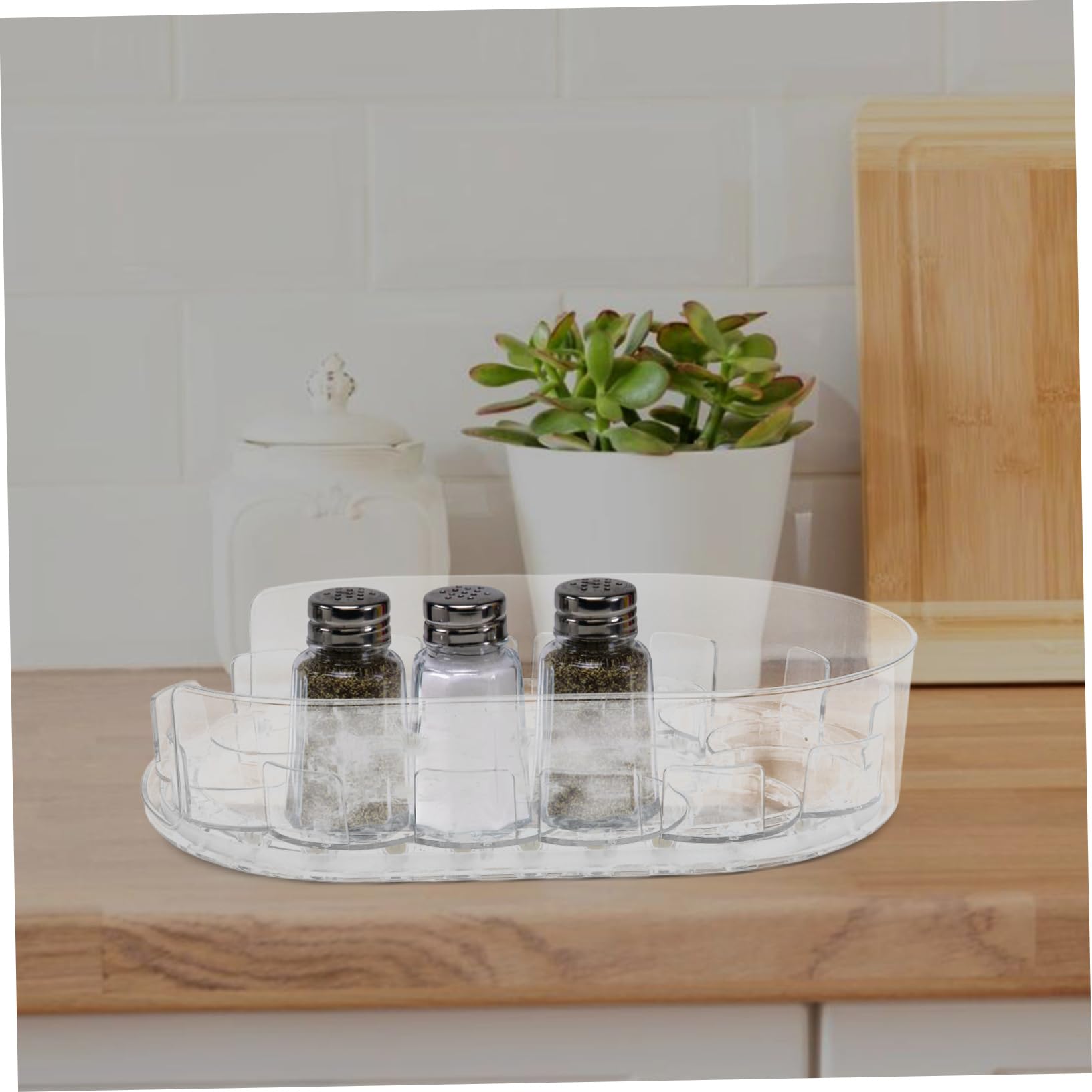 Bandeja Giratoria del Refrigerador de Plástico para Especias y Cosméticos | 360° de Giro, Uso en Cocina y Gabinete, Material Plástico Resistente y Fácil de Limpiar