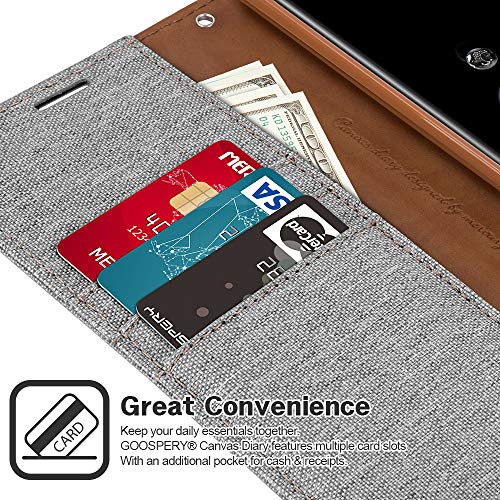Goospery Canvas Wallet Case Designed For Galaxy S20 Ultra Case 5G, Card Holder [3 Card Slots & 1 Side Pocket] [Standing Feature] Stylish Denim Fabric Flip S20 Ultra 5G Phone Cover - Grey #TOP2