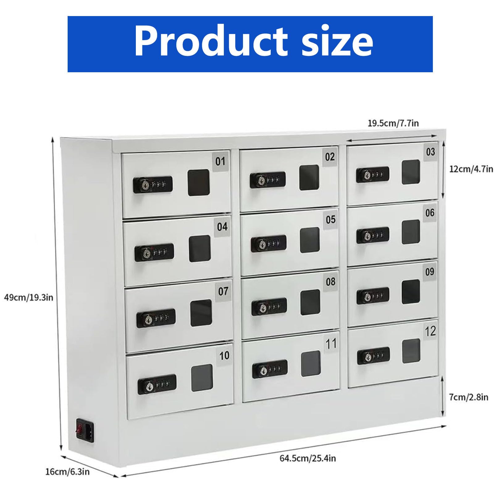 Locker di ricarica USB con serratura per più dispositivi, archiviazione sicura del telefono cellulare con serratura a combinazione