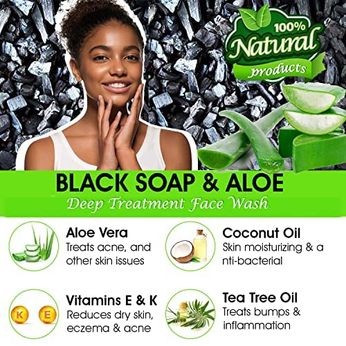 Natural Black Soap With Aloe | Helps With Bumps Dark Spot For Face Paraben Free | All Natural Ingredients Liquid Soap #TOP2