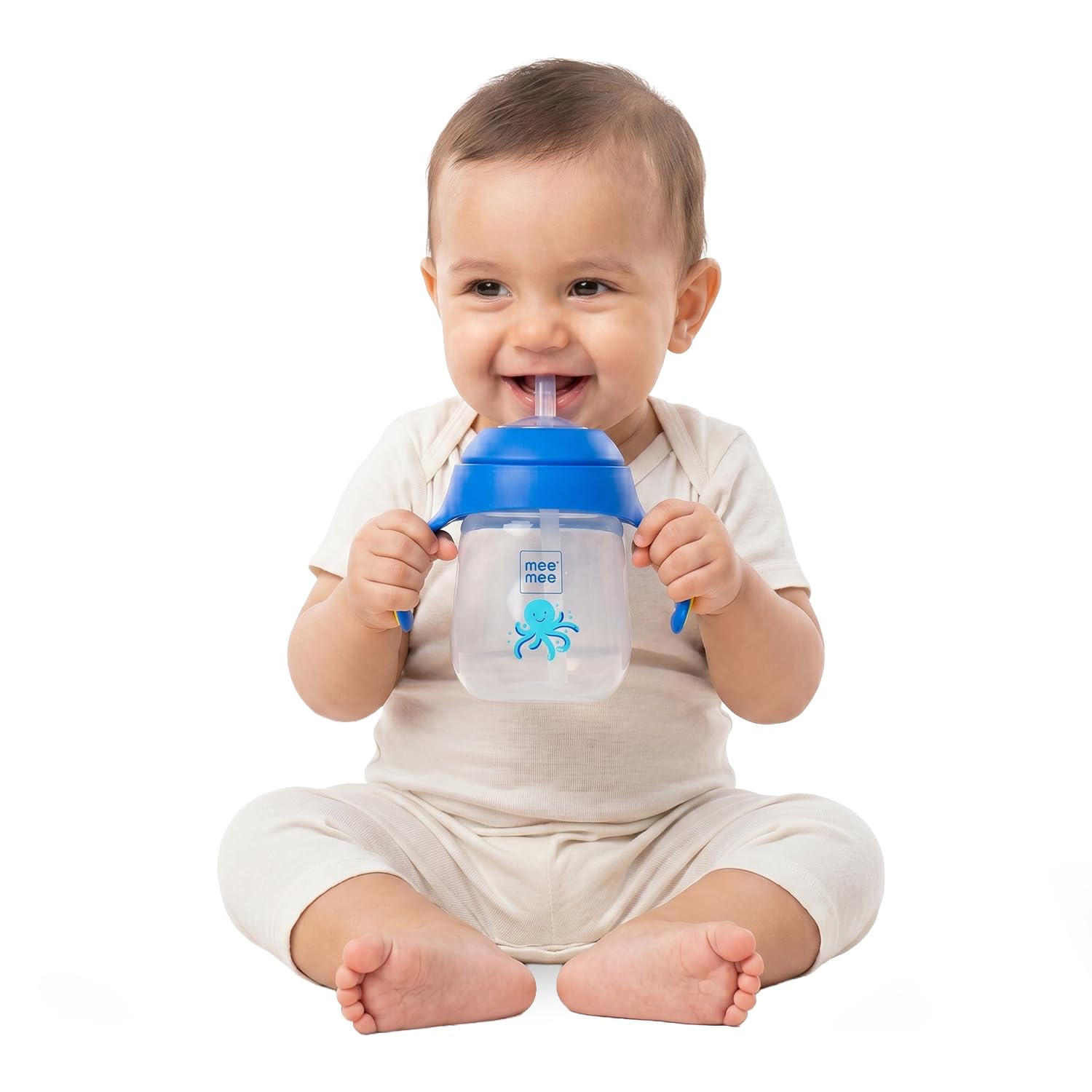 Mee Mee Twin Handle Straw Sipper Cup (Blue, Plastic)-image-45