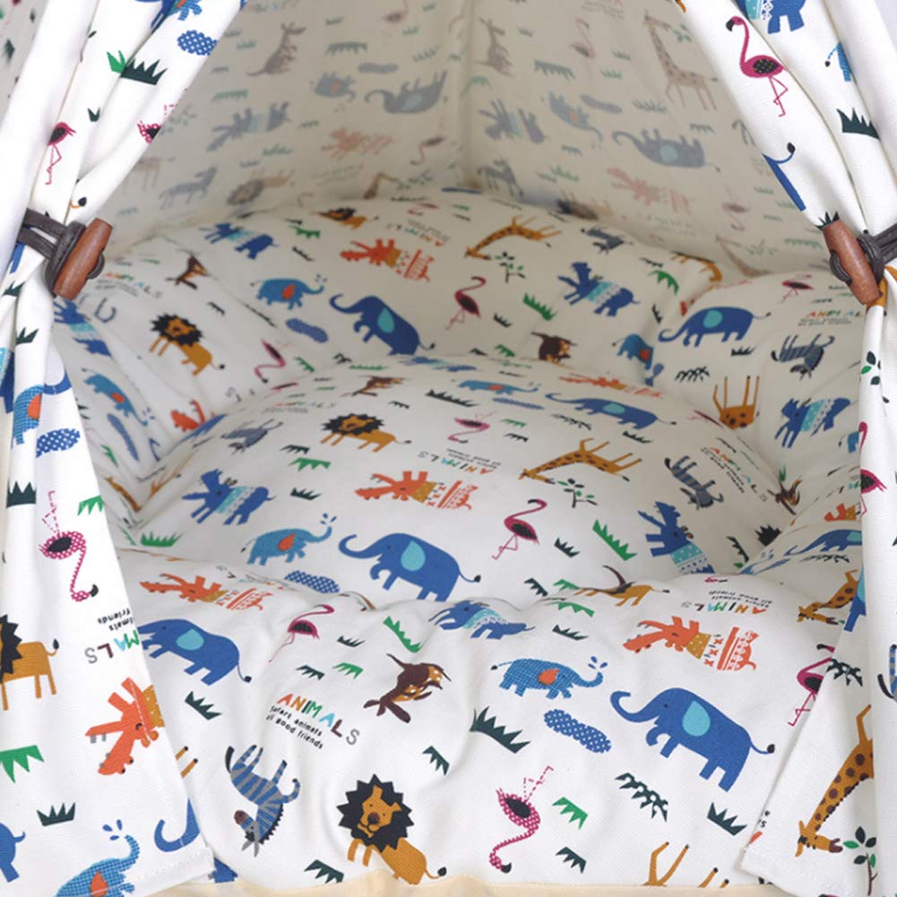 Tee-Shirt De Chien Tipi De Chat, Pet Tipe Chien Lit De Chat De Chiot, Maisons De Tentes pour Animaux De Compagnie Portables, Toile De Coton Toile De Tipis pour Animaux Domestiques avec Tapis