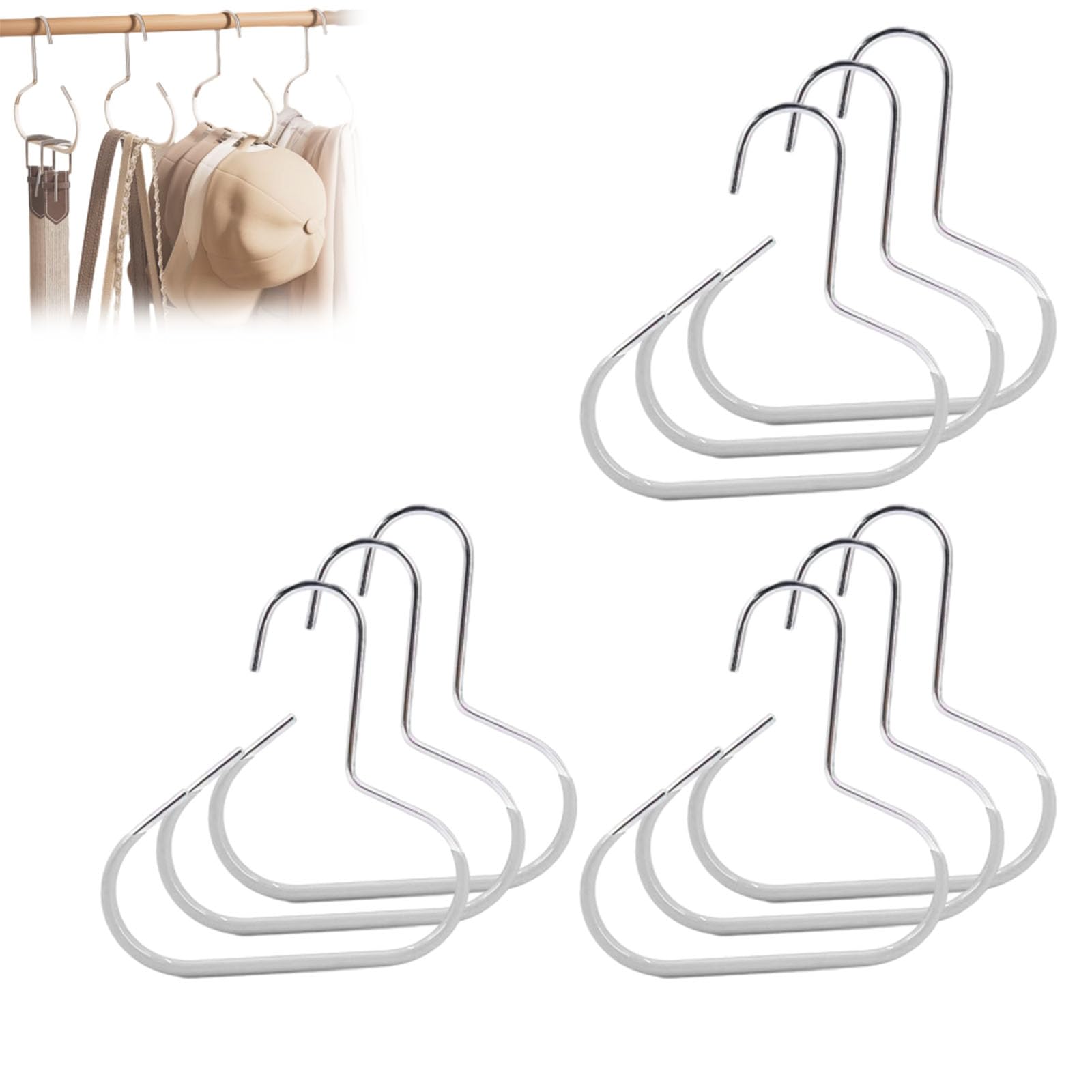 Durable Steel Hangers: Maximize Closet Space with Versatile Storage, Hat Organizer for Closet, Stainless Steel Hat Hangers, Space-Saving Hat Rack for Shawl, Scarf and Accessory (Gray, 9pcs)