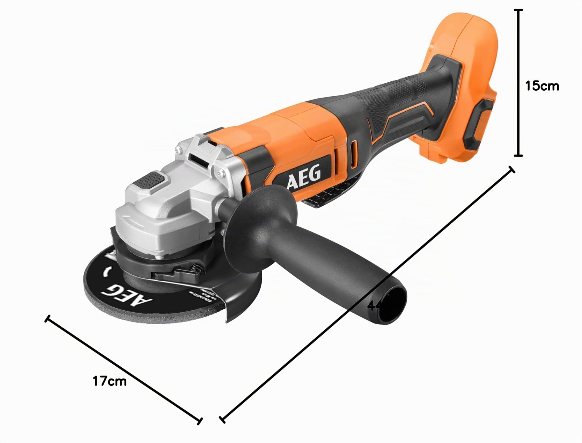 AEG - Smerigliatrice wireless da 125 mm 18 Volt [PRO18V] - Cambio lama senza attrezzi - Viene fornito con un alloggiamento e un disco (senza batteria) - BEWS18-125X2-0
