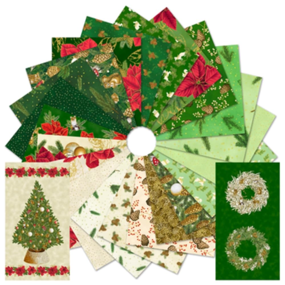 Holiday Flourish Forest Glen Evergreen 21 Fat Quarters 2 Panels Robert Kaufman Fabrics FQ-2348-23