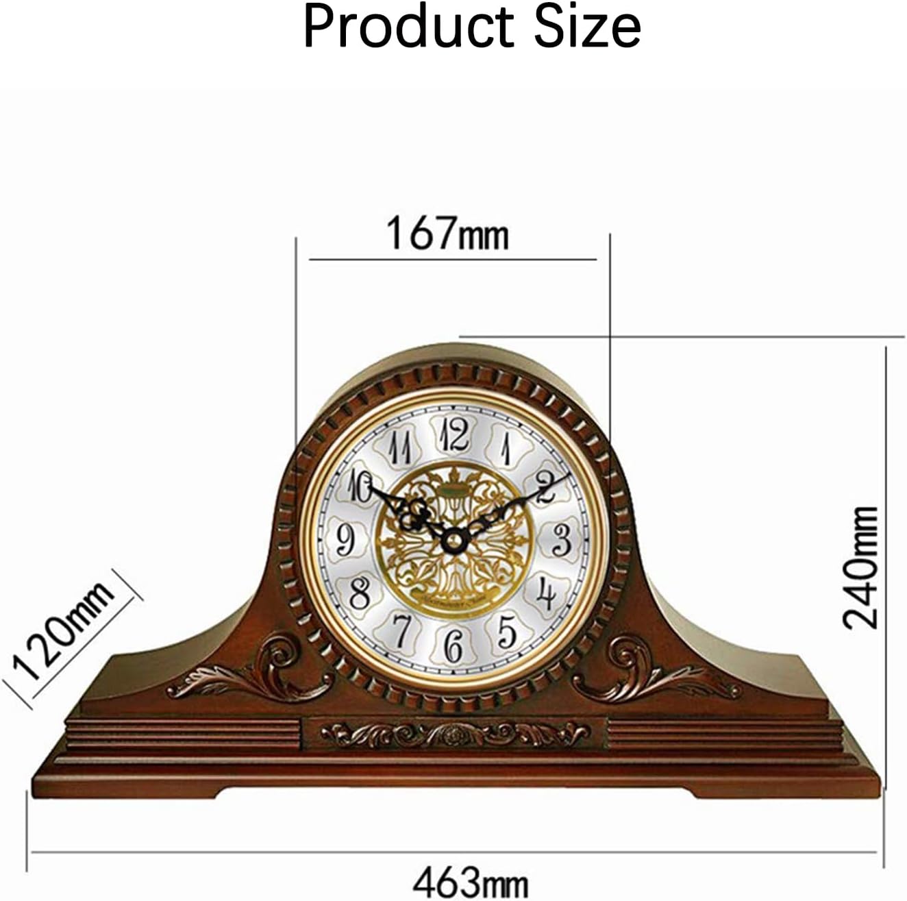 Vintage Mantel Clock Silent Table Clock, Rustic Shelf Clock Solid Wooden Chiming Clock, Antique Desk Clock, Living Room Shelf Decorative Mantel Clock Suitable for Mantel/Desktop, Fireplace Decor