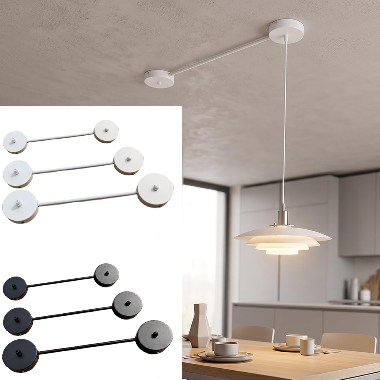 Kabelkanal Extention, Kabelführung aus Stahl,Metall Deckendose kabelabdeckung Decke Lampenabdeckung Deckenanschluss (Schwarz, 100 cm)