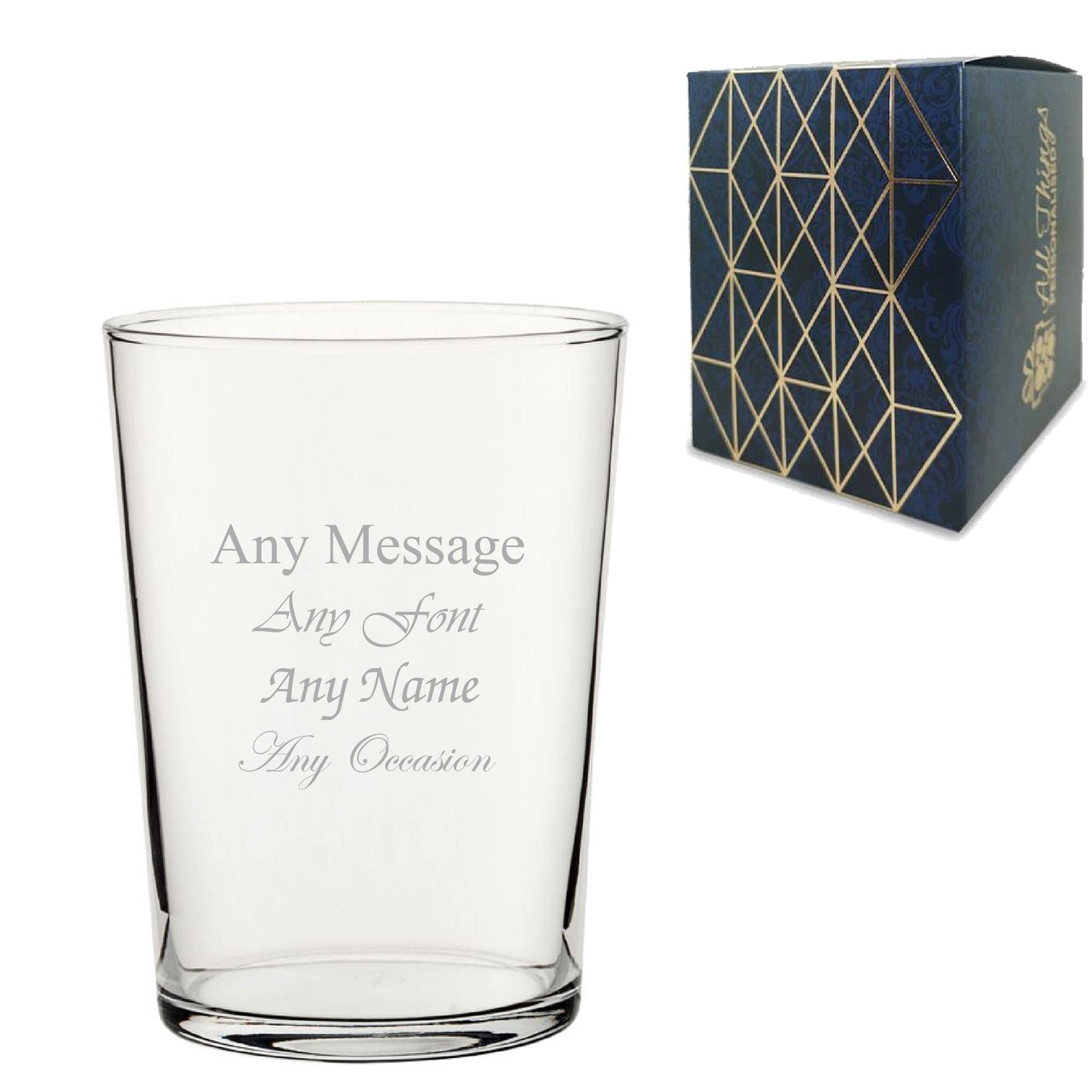 Verre Tubo gravé personnalisé de 532 ml, n'importe quel message, pour toutes les occasions telles qu'un anniversaire, un mariage, Noël, Pâques, l'obtention d'un diplôme, gravé au Royaume-Uni