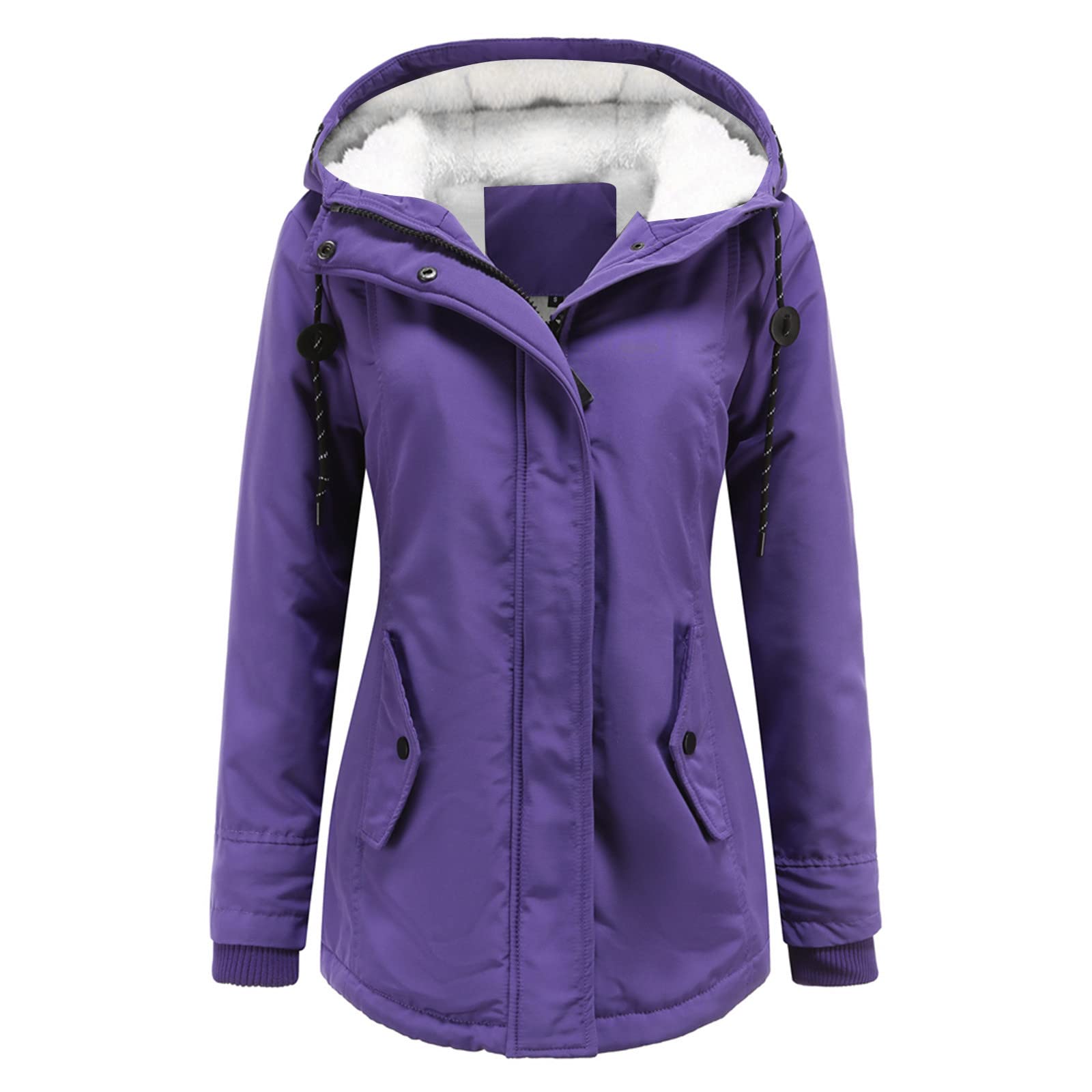 Generico Cappotto Invernale Donna, Giacca Donna Invernale Impermeabile con Cappuccio Antivento Media Lugghezza Giacca Foderato in Pile Caldo Ed Elegante Cappotti per Outdoor