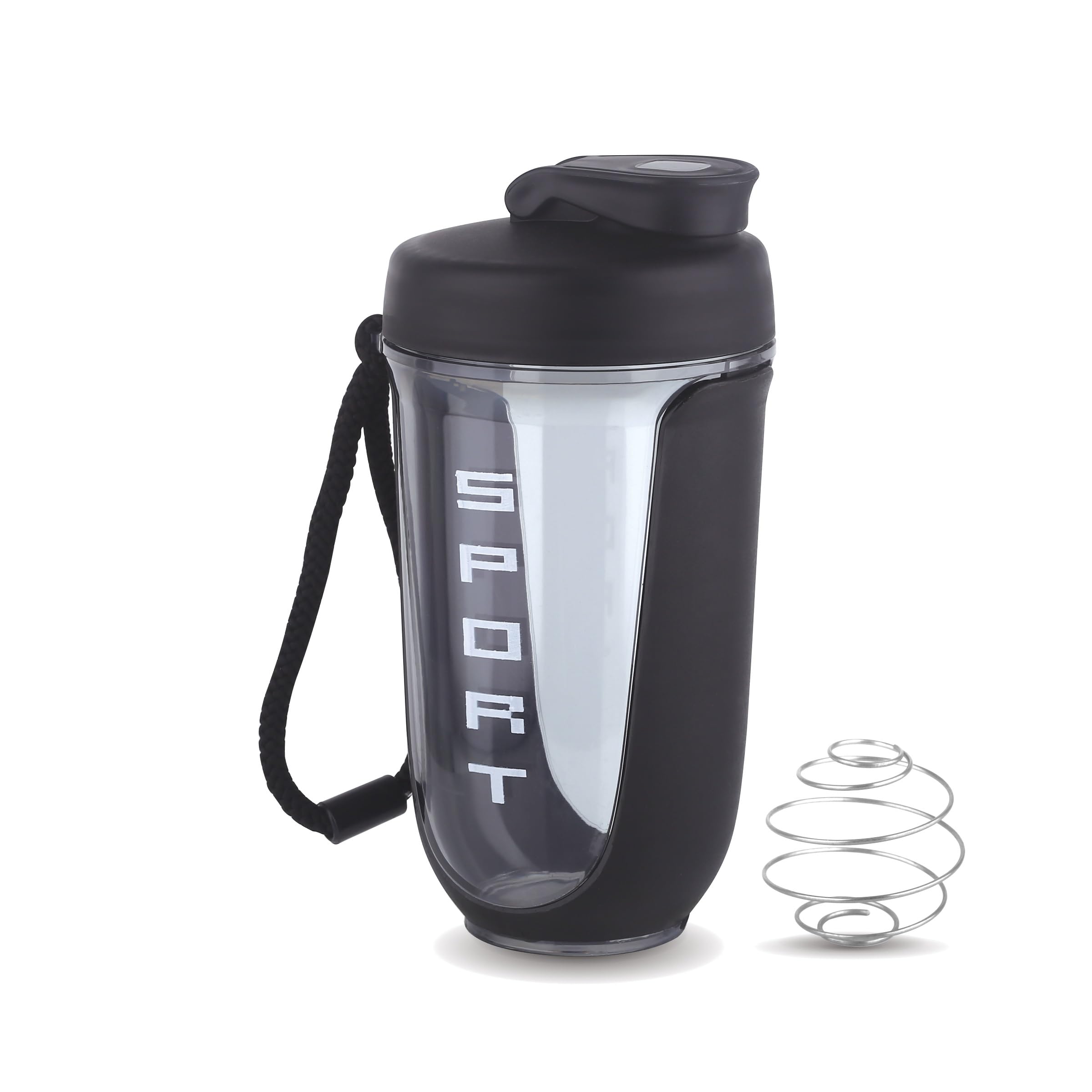 ATTRO Fit Fusion Shaker Bottle 700ml – BPA-Free Protein Mixer with Wire Whisk Ball | Leakproof Lid, Easy Carry Strap | Ideal for Gym, Fitness, Pre/Post Workout Drinks- Black-image-49