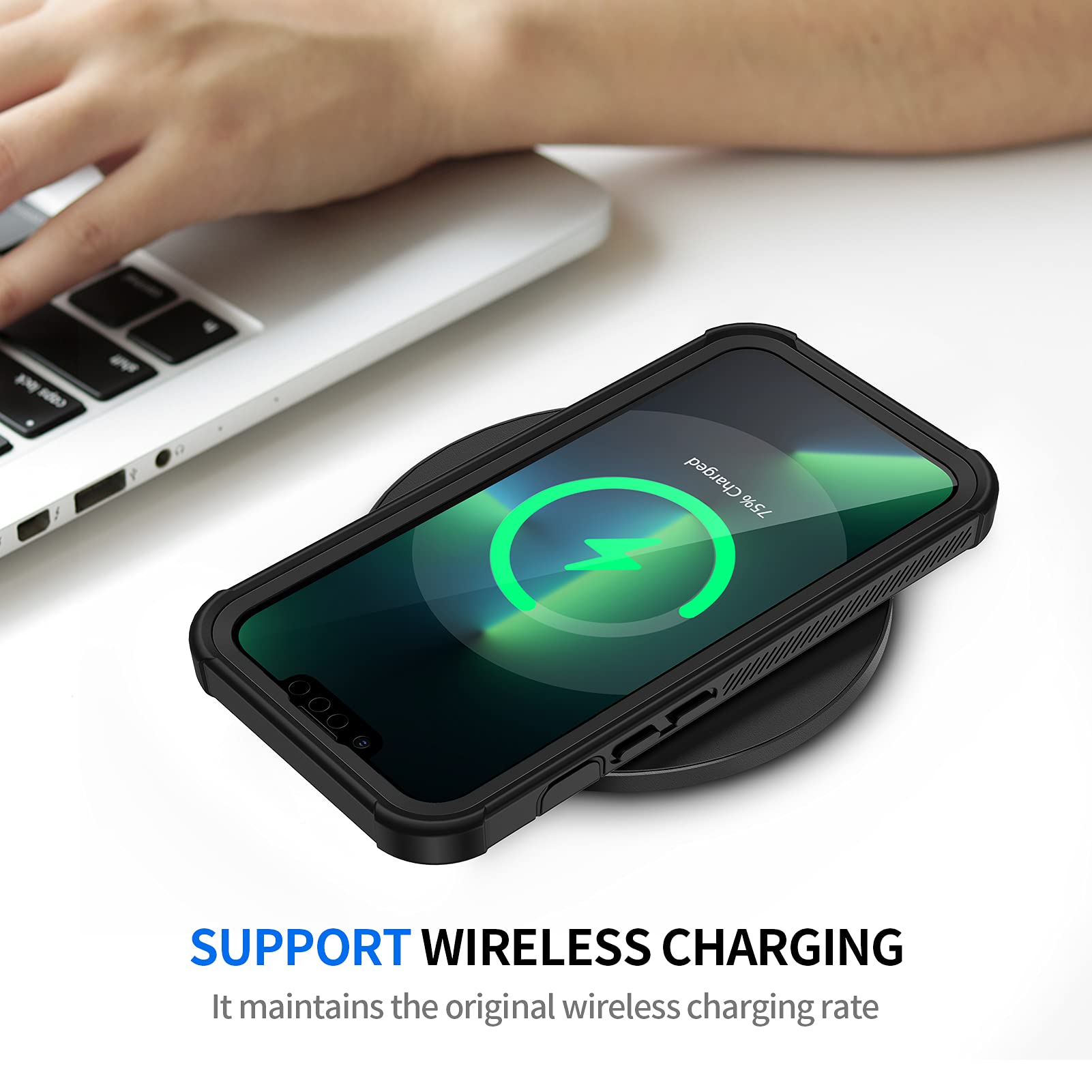 Pack Protezione Completo 3 In 1 Per IPhone 13 Pro Max - Custodia Silicone Nero + Vetro Schermo + Protezione Fotocamera