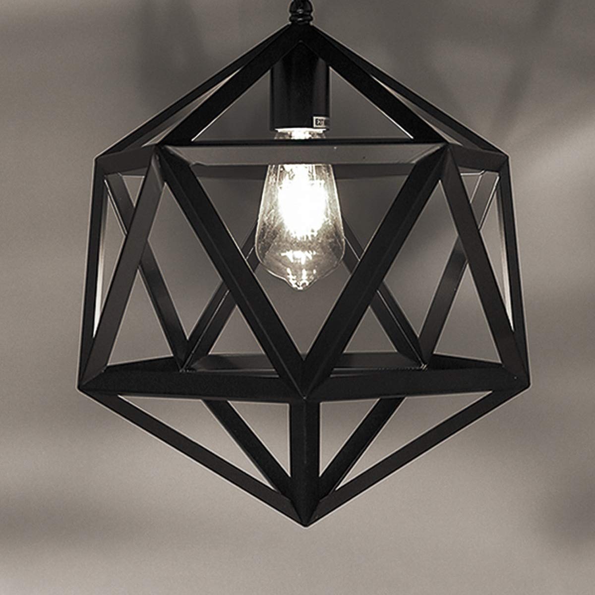 Popular Pendant Light Retro Industrial American Country Style Wrought Iron Chandelier Creative Personality Polyhedral Diamond Chandelier Engineering (Color : AC 220V, Size : Cold White),Size:Warm Whit