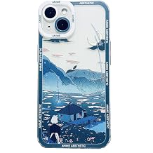 for iPhone 17 Cute Clear Case, Japanese Cool Cartoon Anime Aesthetic Scenery Design Stylish Soft Shockproof Angel Eyes Protective Transparent Back Case Cover Shell Landscape-5, for iPhone 17