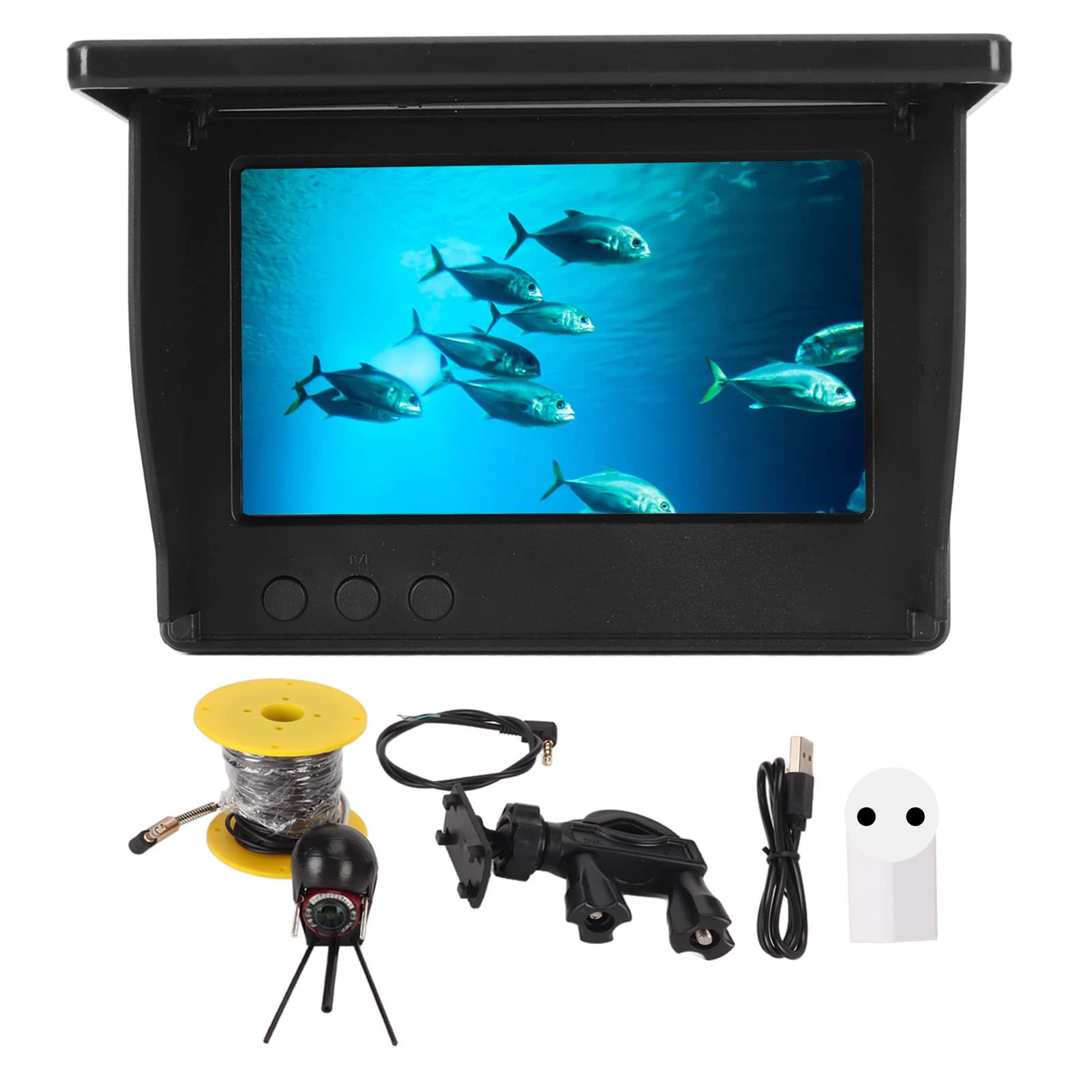 Videocamera per la Pesca Subacquea, Fish Finder Monitor LCD da 4,3 Pollici Fotocamera Impermeabile 1000TVL Fotocamera Subacquea con Luci a LED IR, per Lake Sea Boat Kayak Ice (30 m / 98,43 piedi
