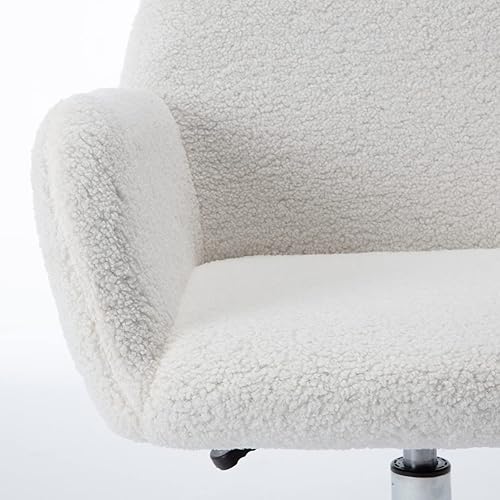 Miniatura 5 de Henf Silla de tocador blanca, silla de escritorio, pequeña silla giratoria ajustable para maquillaje en casa, linda silla con forma de carcasa con